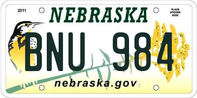 NE license plate BNU984