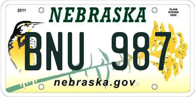 NE license plate BNU987