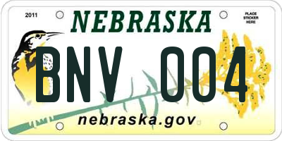 NE license plate BNV004