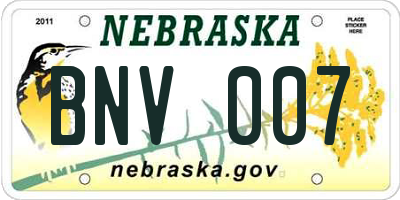 NE license plate BNV007