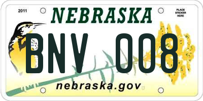 NE license plate BNV008