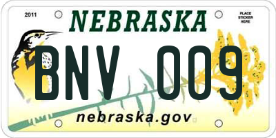 NE license plate BNV009