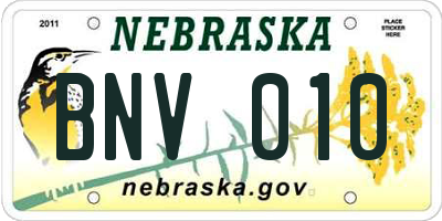 NE license plate BNV010