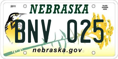 NE license plate BNV025