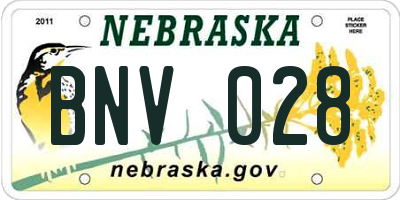 NE license plate BNV028