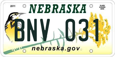 NE license plate BNV031