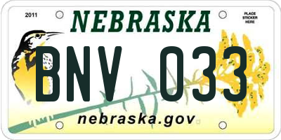 NE license plate BNV033