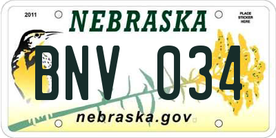 NE license plate BNV034