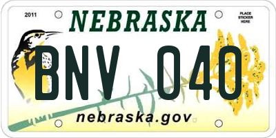 NE license plate BNV040