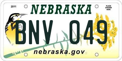 NE license plate BNV049