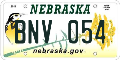 NE license plate BNV054