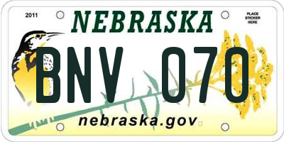 NE license plate BNV070