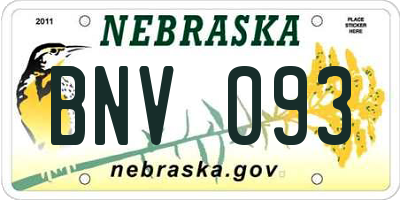 NE license plate BNV093