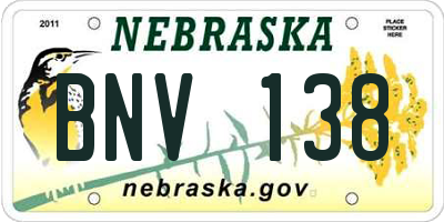 NE license plate BNV138