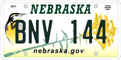 NE license plate BNV144