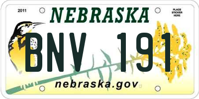 NE license plate BNV191