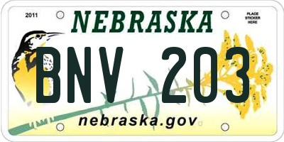 NE license plate BNV203