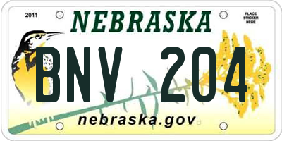 NE license plate BNV204