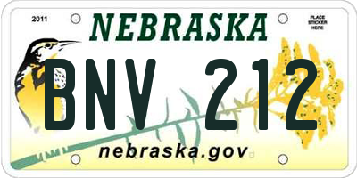 NE license plate BNV212