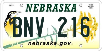 NE license plate BNV216