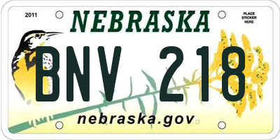 NE license plate BNV218