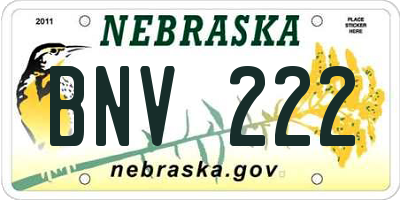 NE license plate BNV222
