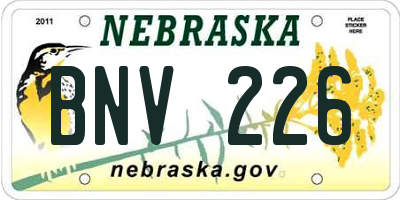 NE license plate BNV226