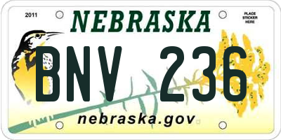 NE license plate BNV236