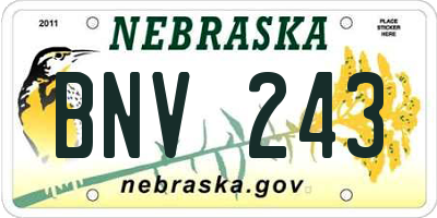 NE license plate BNV243