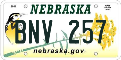 NE license plate BNV257
