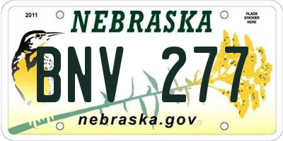 NE license plate BNV277