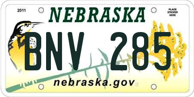 NE license plate BNV285