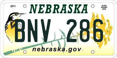 NE license plate BNV286
