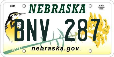 NE license plate BNV287