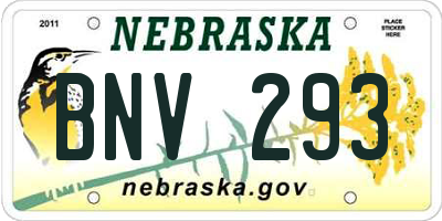 NE license plate BNV293