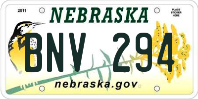 NE license plate BNV294