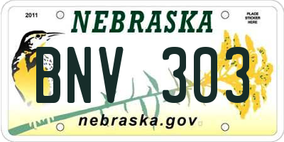 NE license plate BNV303