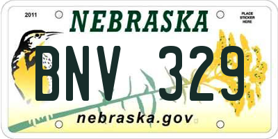 NE license plate BNV329