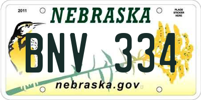 NE license plate BNV334