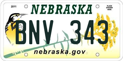 NE license plate BNV343