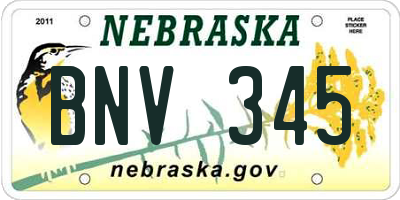 NE license plate BNV345