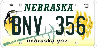 NE license plate BNV356