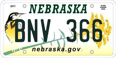 NE license plate BNV366