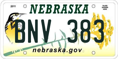 NE license plate BNV383