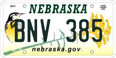 NE license plate BNV385