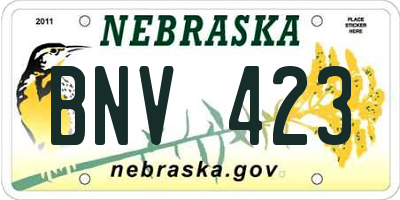 NE license plate BNV423
