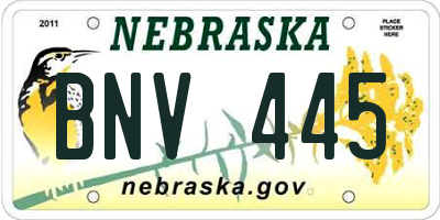 NE license plate BNV445
