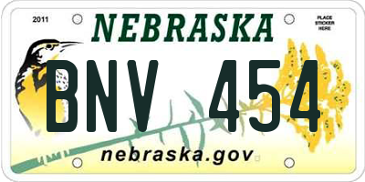 NE license plate BNV454