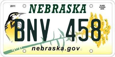 NE license plate BNV458