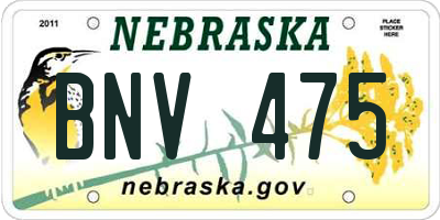 NE license plate BNV475